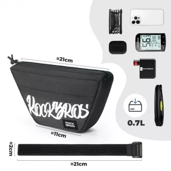 Rockbros G011 Flash Journey Lenkertasche – Trapezförmig, Schwarz