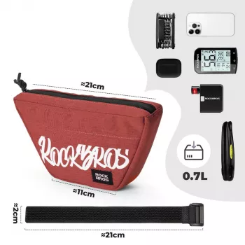 Rockbros G011 Flash Journey Lenkertasche – Trapezförmig, Rot