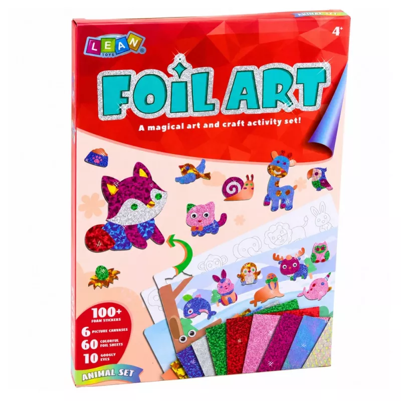 LEAN TOYS Creative Foil Art DIY Kit zum Aufkleben mit Glanzfolie - Blumen-Design
