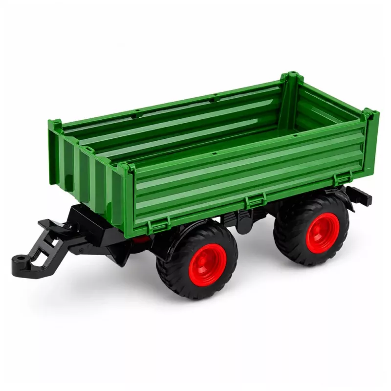 LEAN TOYS Landwirtschaftlicher Traktor mit Kipper-Anhänger, Gummireifen, Grün, 1:24