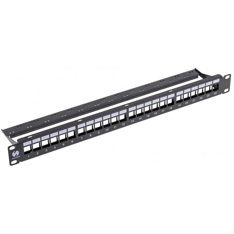 NETRACK 104-20 24-Port Keystone Patch Panel 1U 19-inch Schwarz