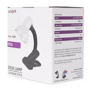 Avide Basic Clipbar Max 60W Clip-on Tischleuchte Schwarz