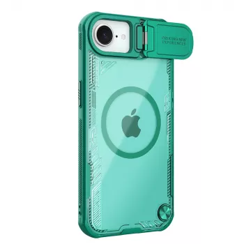 Nillkin Iceblade Prop Magnetic Case mit Kamerabdeckung und Standfuß für iPhone 16e / 17e - Grün