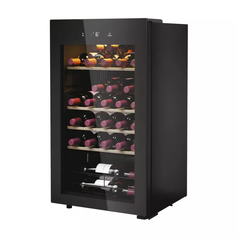 Haier HWS34GGH1 Wine Bank 50 Serie 3 Kompressor-Weinkühler freistehend Schwarz 34 Flaschen