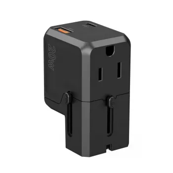 CHOETECH PD6038 38W GaN USB-C-Ladegerät mit USB-A, austauschbaren Steckern (EU/US/UK/AU) - Schwarz