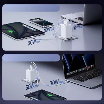 Baseus EnerFill FE11 2 x USB-C / USB-A 100W - Weiß