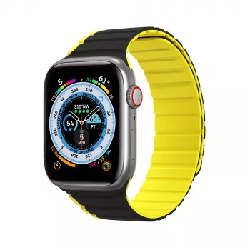 Dux Ducis Magnetic Strap für Apple Watch SE, Series 9, 8, 7, 6, 5, 4, 3, 2, 1 (41, 40, 38 mm) LD Version - Schwarz-Gelb