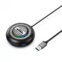 ORICO YXR4 RGB 4-Port USB-A 3.0 Hub mit SD- und MicroSD-Kartenleser, 1,8 m Kabel, Schwarz