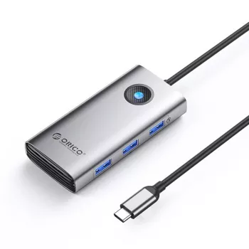 ORICO PW11 USB-C 6-in-1 Hub, 3x USB-A 3.0, 1x USB-C PD 100W, 1x HDMI 4K 30Hz, 1x RJ45 2.5G Ethernet, Grau