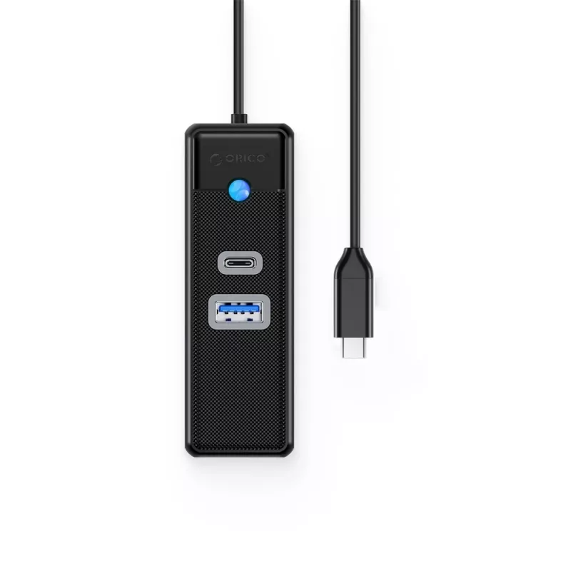 ORICO PW3UR25-C3 3-Port USB-C Hub mit 2,5G Ethernet, 1x USB-A 3.0, 1x USB-C 3.0, 1m Kabel, Schwarz