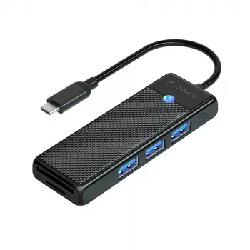 ORICO PAPW3AT-U3 4-Port USB 3.0 Hub mit SD/MicroSD-Kartenleser, 1,8 m Kabel, Schwarz