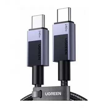UGREEN L513 USB-C auf USB-C Kabel 240W PD3.1 480Mbps Nylon Geflecht Aluminiumgehäuse Integrierter Kabelbinder 1m Grau (45067)