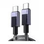 UGREEN L513 USB-C auf USB-C Kabel 240W PD3.1 480Mbps Nylon Geflecht Aluminiumgehäuse Integrierter Kabelbinder 1m Grau (45067)