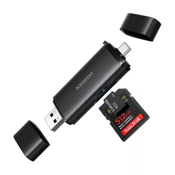 UGREEN 2-in-1 USB-C / USB-A SD 4.0 UHS-II Kartenleser Schwarz