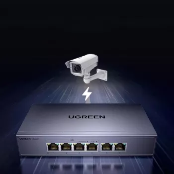 Ugreen 6-Port Gigabit Ethernet Switch mit PoE+ - Grau