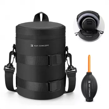 K&F Concept Wasserdichte Objektivtasche Klein 12x8cm mit Blasebalg - Schwarz