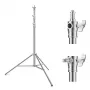 K&F Concept KF34.044 280cm Aluminium-Lichtstativ mit 1/4 inch-20 & 3/8 inch-16 umkehrbarem Zapfen, 5kg Tragfähigkeit, 3-teilig, Flip-Locks, Federdämpfung, Schwarz