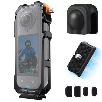 KF Protective Frame Mount Cage mit 2x 1/4 Zoll-20 Gewinde und GoPro-Halterung für Insta360 X5 / Kf31.182