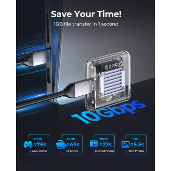 Orico TC20-M2-10G M.2 NVMe USB-C 3.2 SSD-Gehäuse - Transparent
