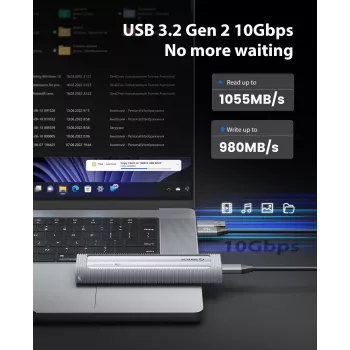 ORICO AXM2-G2 M.2 NVMe USB-C 10Gbps Gehäuse - Grau
