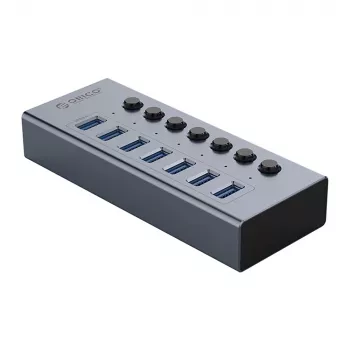 ORICO BT2U3-7AB 7-Port USB 3.0 Hub mit Einzelschaltern - Grau