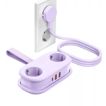 ORICO AP3 20W GaN 5-in-1 Steckdosenleiste, 2x AC + 2x USB-A + 1x USB-C, Lila, 1,5m Kabel