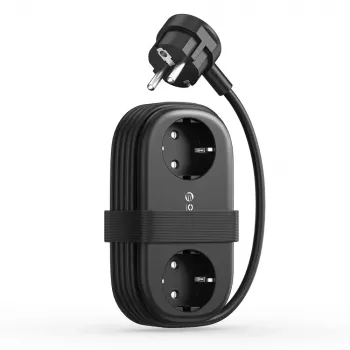 ORICO AP3 65W GaN 6-in-1 Steckdosenleiste mit 2 AC-Steckdosen, 2 USB-A- und 2 USB-C-Anschlüssen, 1,5 m Kabel, Schwarz