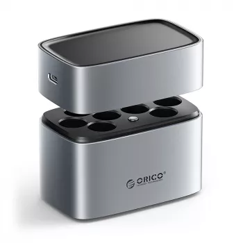 ORICO EV8 AA Lithium-Akku-Ladegerät mit Aufbewahrungsfunktion, Silber