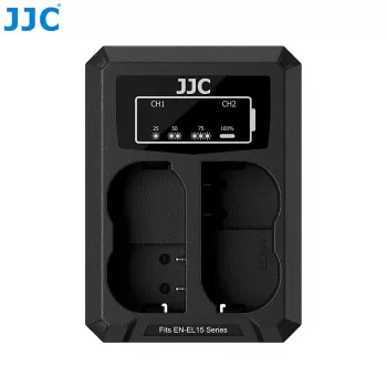 JJC Dual USB Charger für 2x Nikon EN-EL15 EN-EL15a EN-EL15b EN-EL15c Akkus