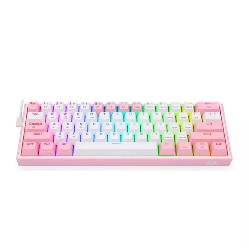 Redragon Fizz Pro K616 60% Tri-Mode Mechanische Gaming-Tastatur, Weiß/Rosa, RGB, Hot-Swappable, 1600mAh