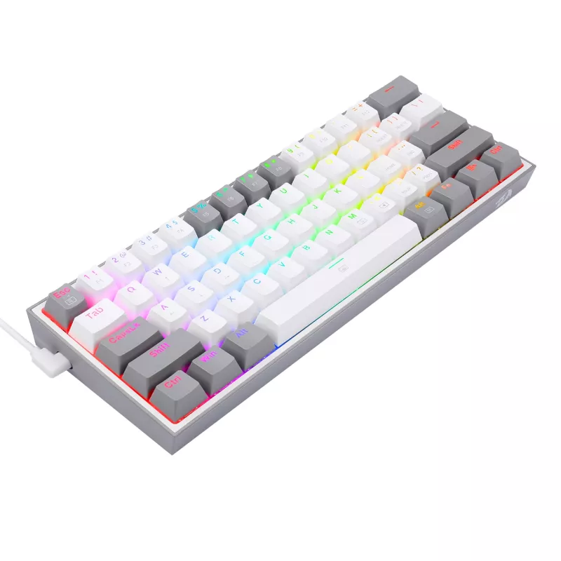 Redragon K617 Fizz RGB White/Grey 60% Mechanische Gaming-Tastatur mit Hot-Swappable Red Switches