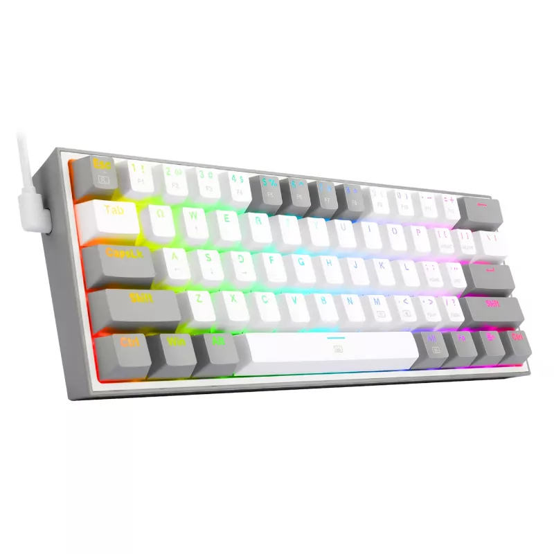 Redragon K617 Fizz RGB White/Grey 60% Mechanische Gaming-Tastatur mit Hot-Swappable Red Switches
