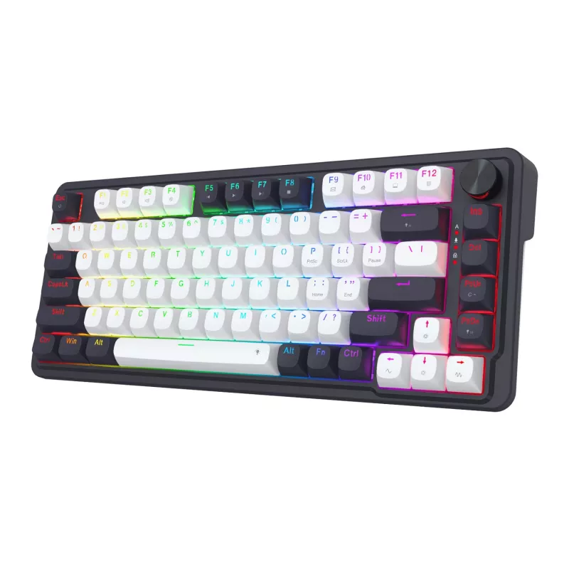 Redragon Ucal Magnetic K673WB-RGB-M 75% Tri-Mode Mechanische Gaming-Tastatur, Weiß/Schwarz