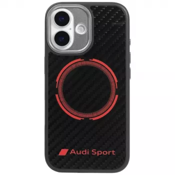 Audi RSQ Carbon Fiber Sport Red Circle MagSafe Case für iPhone 17 Schwarz