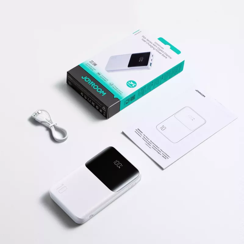 Joyroom JR-QP191 Star Series Mini 10000 mAh 22.5W Powerbank mit Digitalanzeige Weiß