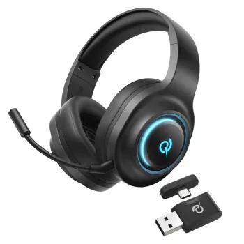 QCY Heroad V200 Tri-Mode Gaming Headset mit 7.1 Surround Sound, 240h Akku, abnehmbarem Mikrofon - Schwarz