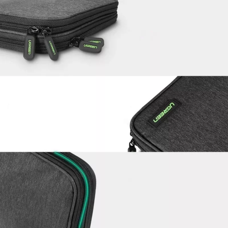 UGREEN Electronic Organizer Case für Festplatte HDD SSD Telefon Kabel Zubehör 24,5 x 17,5 x 5 cm Grau (50147 LP149)