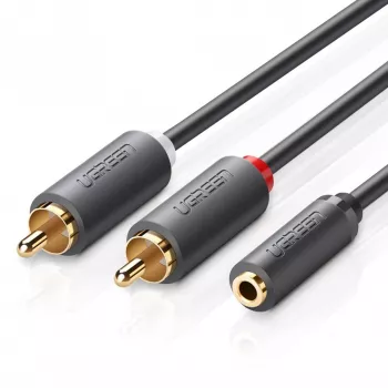 UGREEN AV102 Audiokabel 2x RCA (Cinch) auf 3,5 mm Klinke 0,25 m Schwarz