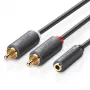UGREEN AV102 Audiokabel 2x RCA (Cinch) auf 3,5 mm Klinke 0,25 m Schwarz