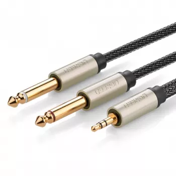 UGREEN TRS 3,5mm auf 2x TS 6,35mm Audio-Splitter-Kabel - 1m Grau