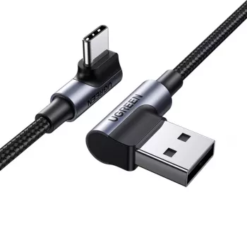 UGREEN USB-C auf USB-A 2.0 Winkelkabel US176, 3A, 3m Schwarz