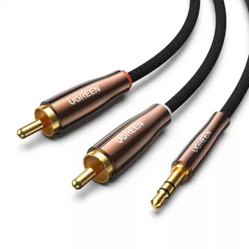 UGREEN 2x RCA (Cinch) auf 3,5 mm Audiokabel, 2 m, Schwarz