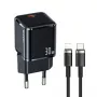 USAMS T45 30W PD3.0 USB-C Fast Charger mit U63 USB-C auf Lightning Kabel, Schwarz, UXTZH01