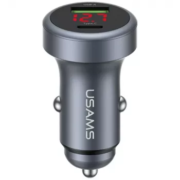 USAMS CC327 Aluminum 45W USB-A USB-C Car Charger - Tarnish