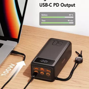 VEGER Powerbank Tank Boost PD QC3.0 5A 130W 56000 mAh Black W5001C