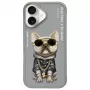 Nimmy Schutzhülle für Apple iPhone 16 6,1 inch Grau Glasses Cool Dog