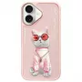 Nimmy Case für Apple iPhone 16 6,1 inch Pink Glasses Cool Cat