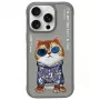 Nimmy Protective Case für Apple iPhone 16 Pro Max 6,9 inch Grau Glasses Cool Cat Graphic