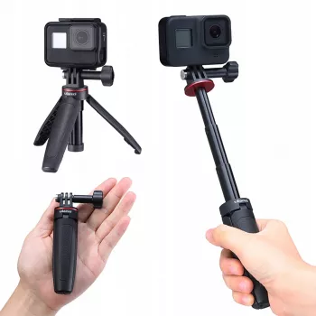 ULANZI MT-09 Mini-Stativ, Einbeinstativ und Handgriff für GoPro, SJCAM, Xiaomi, DJI Osmo Action, Schwarz