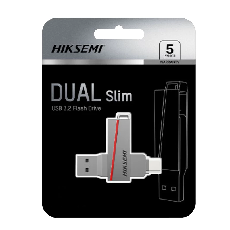 HIKSEMI CLE USB 64 GB E307C U3 Dual USB 3.2 und USB Type-C Grau
